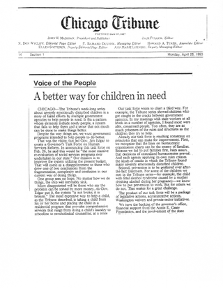 Thumbnail of the article as printed in Chicago Tribune