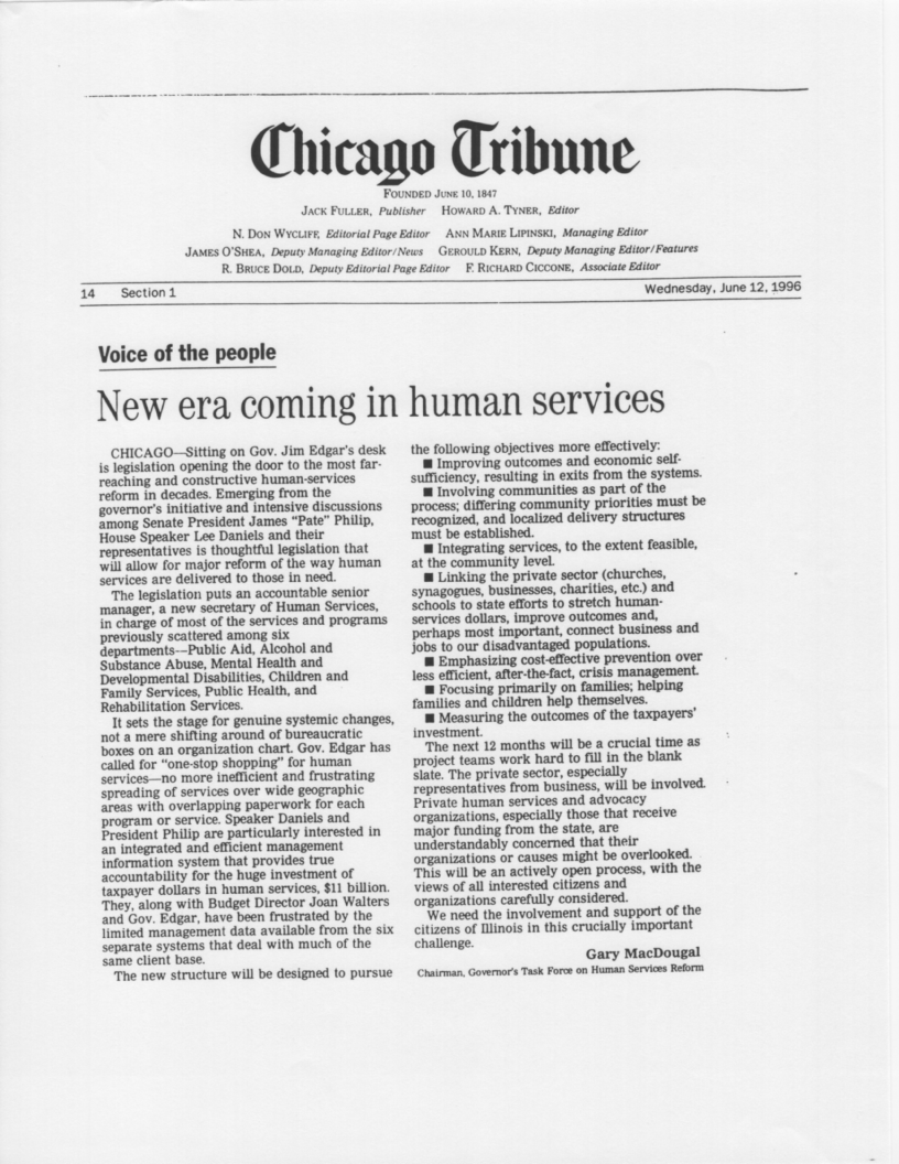 New Era Coming In Human Services